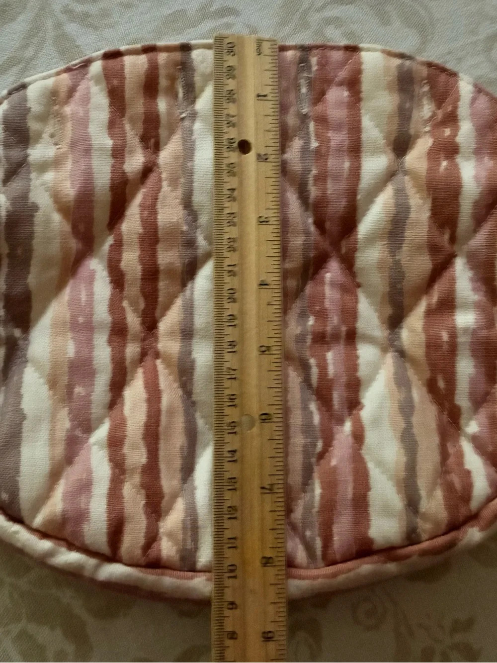 Bermuda Bag Cover Earth Tone Striped Quilted Cotton 4 Button 1980s Vintage